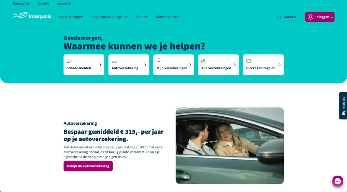 Interpolis homepage screenshot showing the header