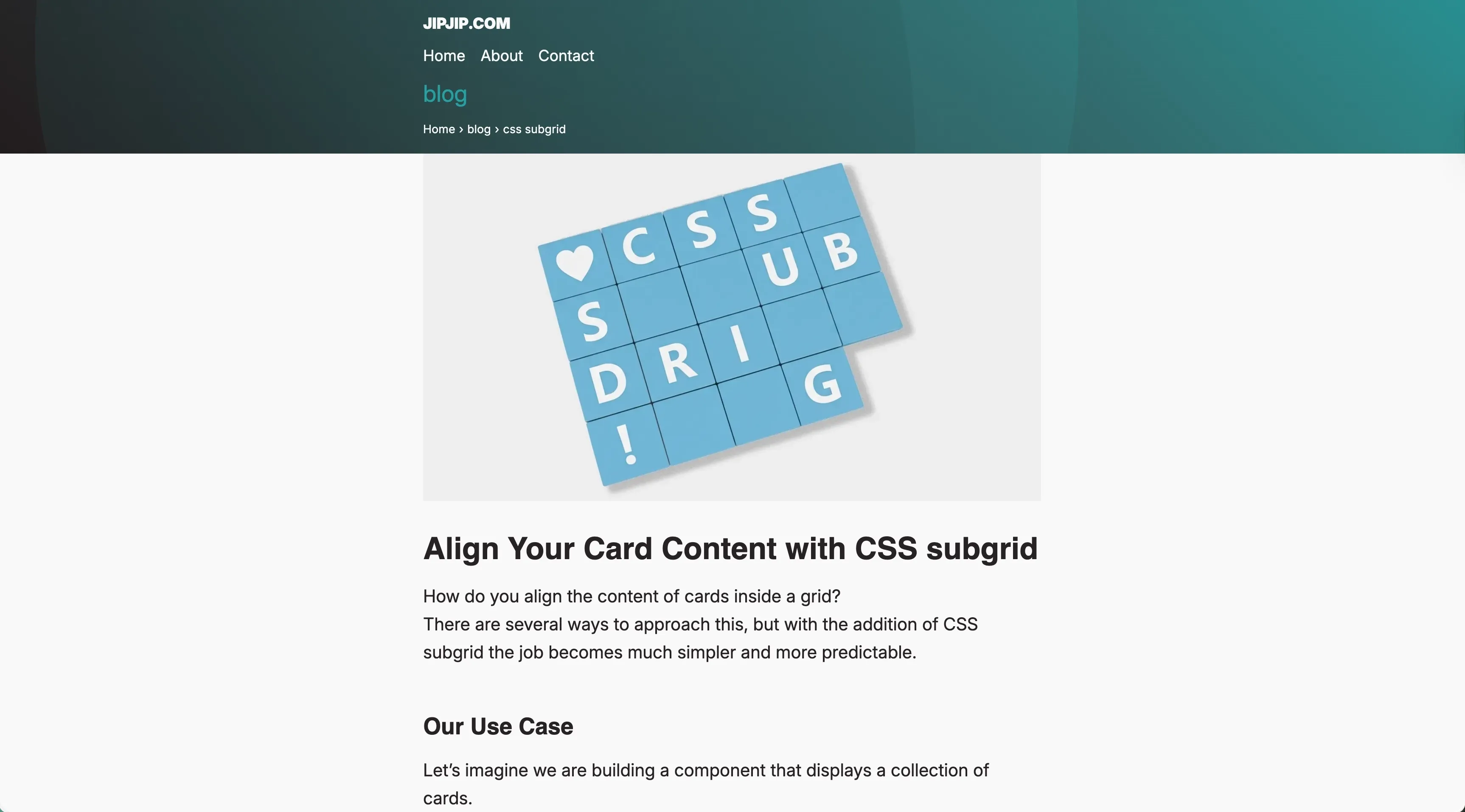 Post screenshot of JipJip.com showing the content area